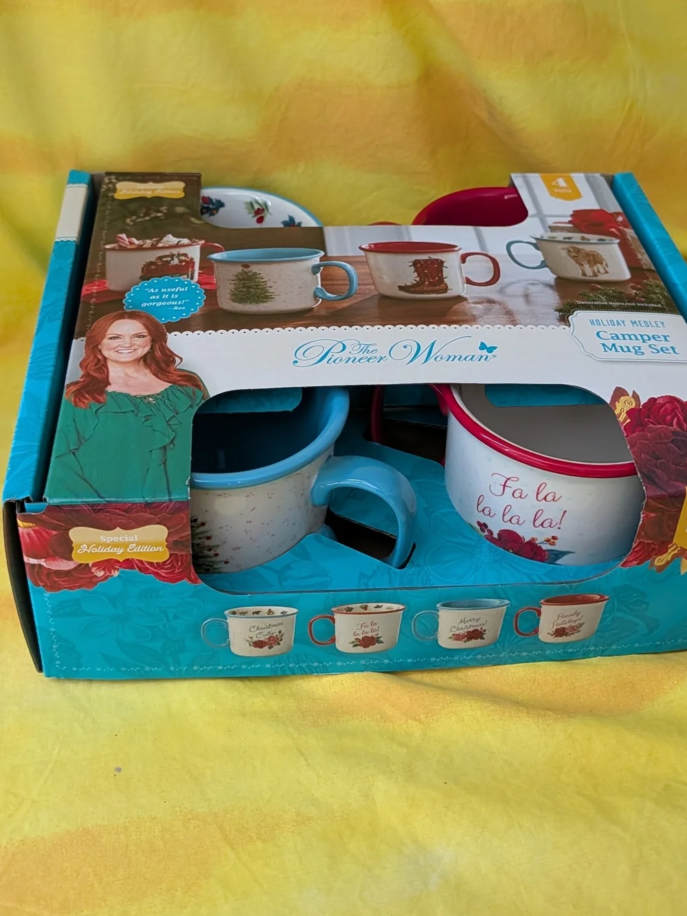 The Pioneer Woman Holiday Medley Camper Mug Set - Red & Blue